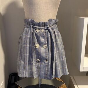 Charlotte Russe Blue Plaid Mini Skirt Size S